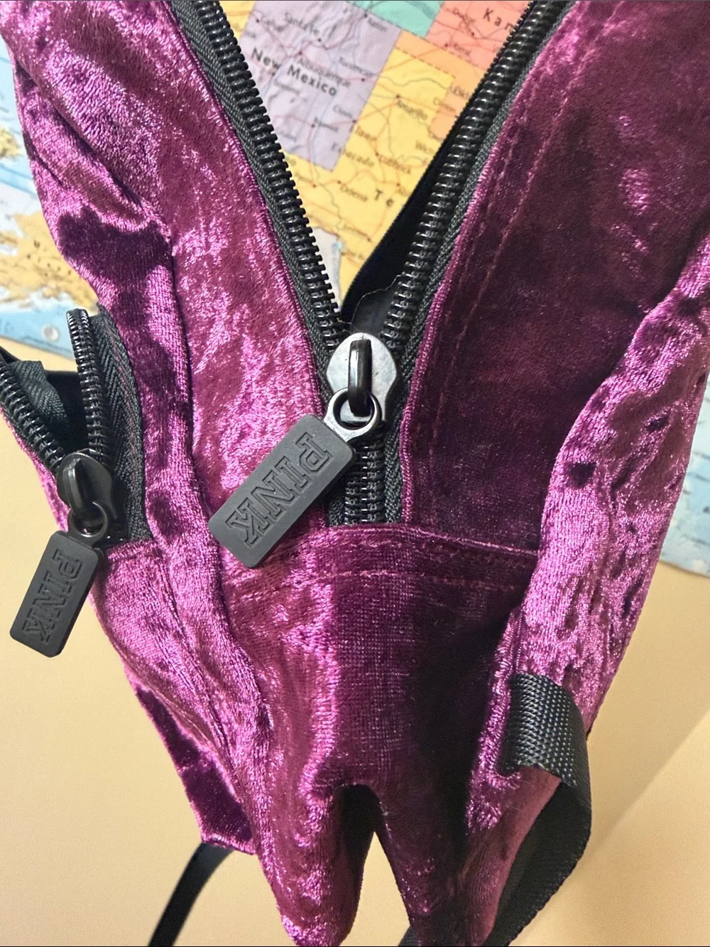 PINK Victoria's Secret Plush Velvet Mini Backpack in Magenta